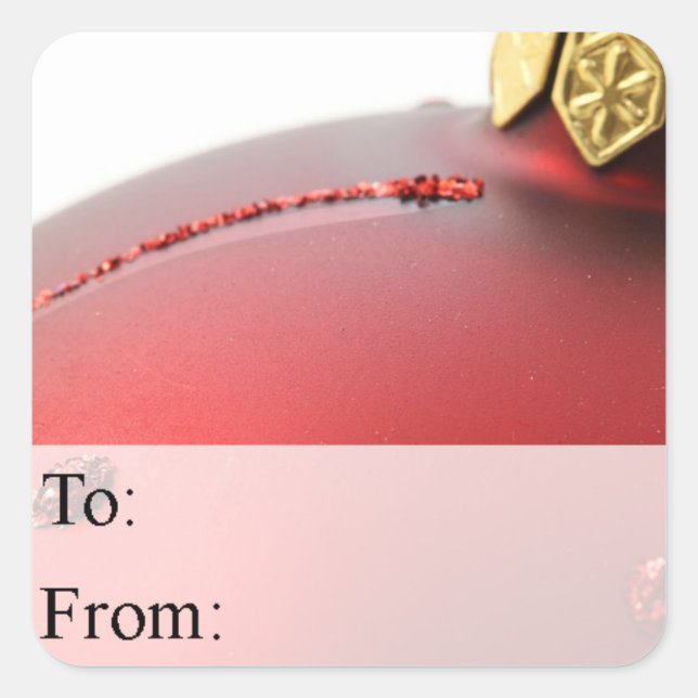 Red and Gold Christmas Ornament Gift Tag (Front)