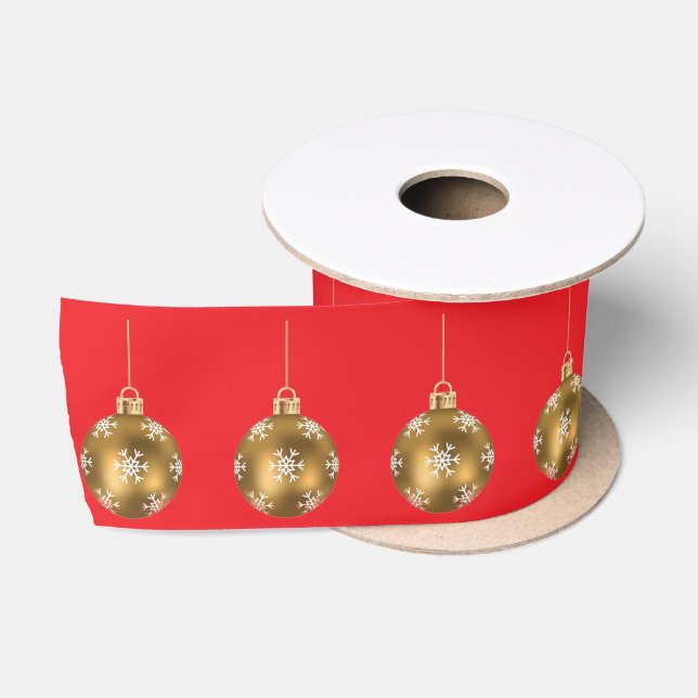 Red and Gold Christmas Ornament Satin Ribbon for G (Spool)
