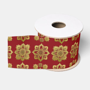 Red and Gold Christmas Ornaments Grosgrain Ribbon