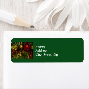 Red and Gold Christmas Ornaments Xmas Tree Label