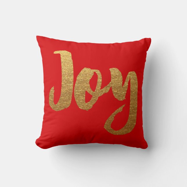 Red and Gold Christmas Pillow Joy (Front)
