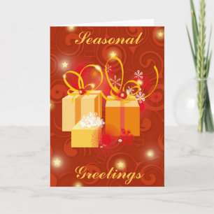 Red and Gold Christmas Presents scene Holiday Card