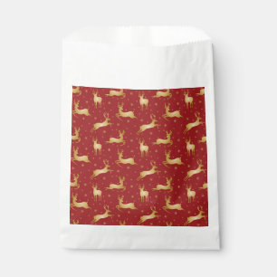 Red and gold Christmas reindeer Favour Bags