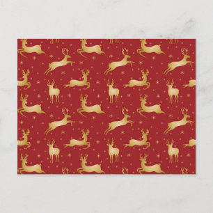 Red and gold Christmas reindeer Postcard
