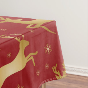 Red and gold Christmas reindeer Tablecloth