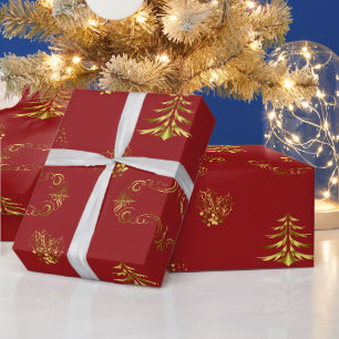 Red and Gold Christmas Wrapping Paper
