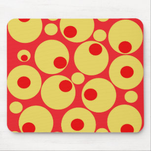 Red and Gold Circles Mouse Pad