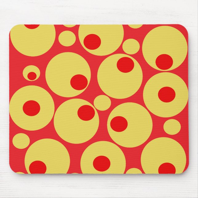 Red and Gold Circles Mouse Pad (Front)