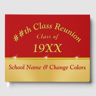 Red and Gold Class Reunion Guest Book, Any Colours Book