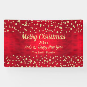 Red and Gold Confetti Christmas Pattern Banner