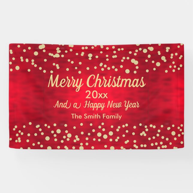 Red and Gold Confetti Christmas Pattern Banner (Horizontal)
