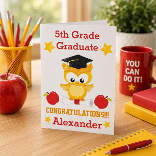 Red and Gold congratulations 5th grade graduate  Card