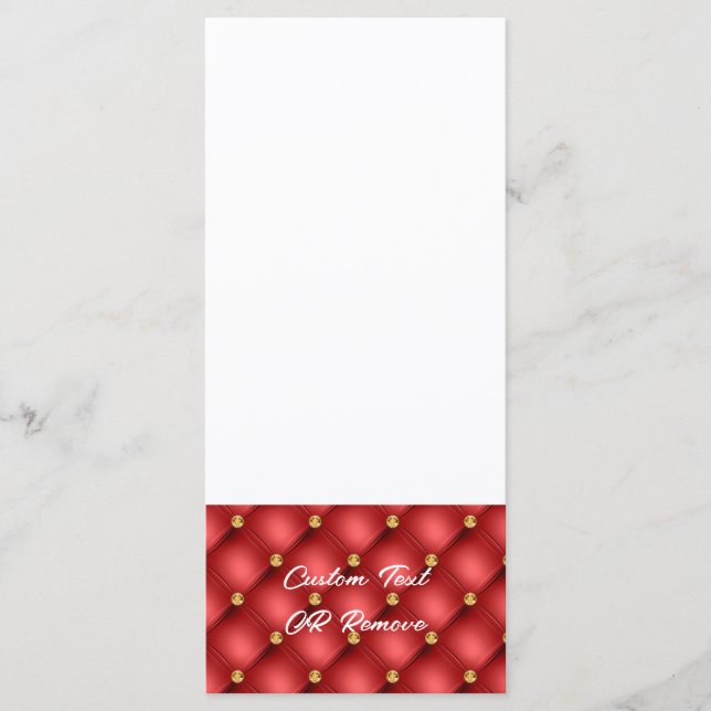 Red and Gold Diamonds Tufted Personalised Menu (Front)