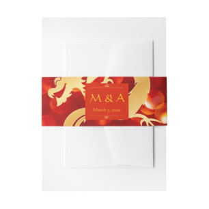 Red and Gold Dragon Wedding Invitation Belly Band