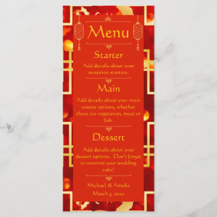 Red and Gold Dragon Wedding Menu
