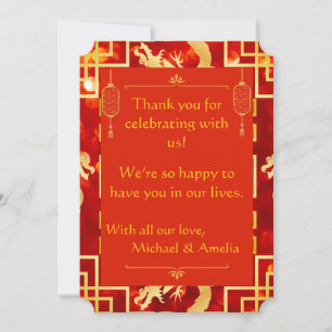 Red and Gold Dragon Wedding Thank You Card