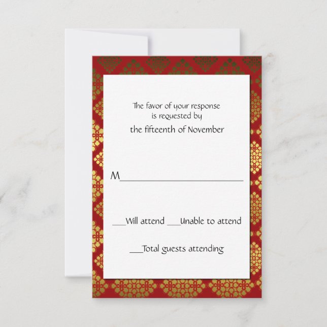 Red and Gold Elegant Response Card (Front)