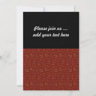 Red and Gold Fancy Floral Vines Invitation