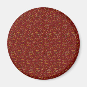 Red and Gold Fancy Floral Vines Magnet