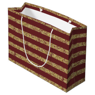 Red and Gold Faux Glitter Large Gift Bag