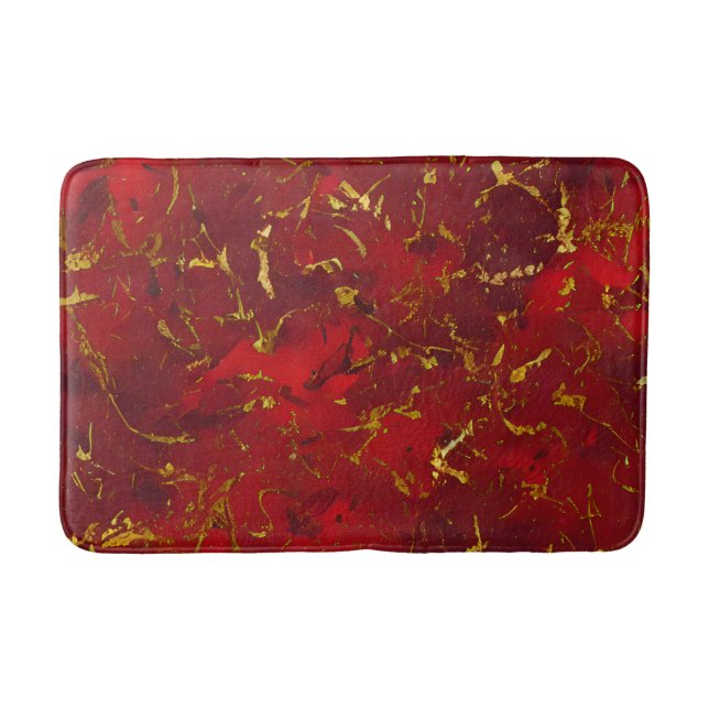Red and Gold Flecks Bath Mat (Front)