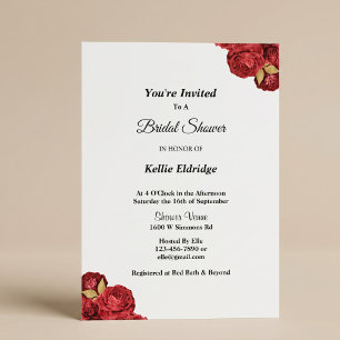 Red And Gold Floral Bridal Shower Invitation
