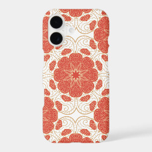 Red And Gold Floral Lace Pattern