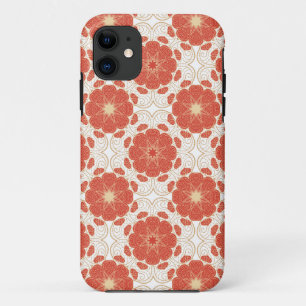 Red And Gold Floral Lace Pattern iPhone 11 Case