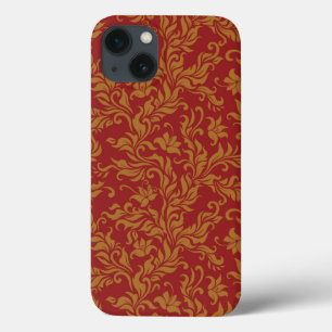 Red and Gold Floral Pattern iPhone 13 Case