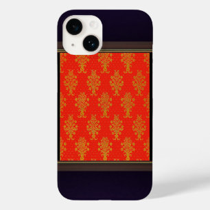 Red And Gold Floral Pattern Case-Mate iPhone 14 Case