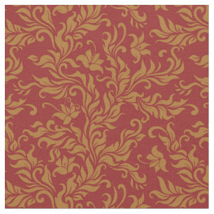 Red and Gold Floral Pattern Fabric