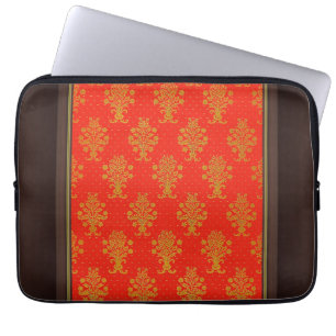 Red And Gold Floral Pattern Laptop Sleeve