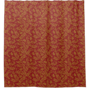 Red and Gold Floral Pattern Shower Curtain
