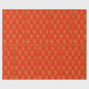 Red And Gold Floral Pattern Wrapping Paper