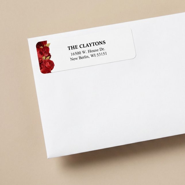 Red And Gold Floral Return Address Labels (Creator Uploaded)