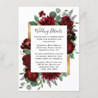 Red and Gold Floral Roses Greenery White Wedding