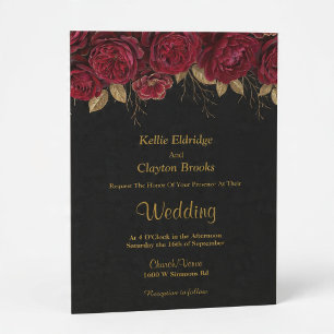 Red And Gold Floral Wedding Invitation