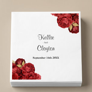 Red And Gold Floral Wedding Napkins