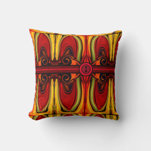Red and Gold Fluid Abstract Throw Pillow