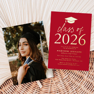 Red and Gold Foil Class of 2024 Graduation Party