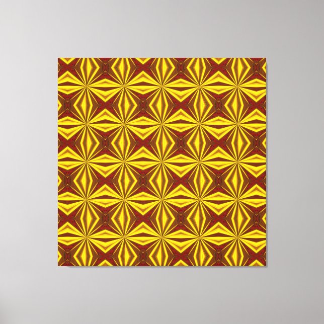 Red and Gold Foil Effect Checked Pattern Canvas Print (Front)
