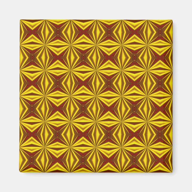 Red and Gold Foil Effect Checked Pattern Magnet (Front)