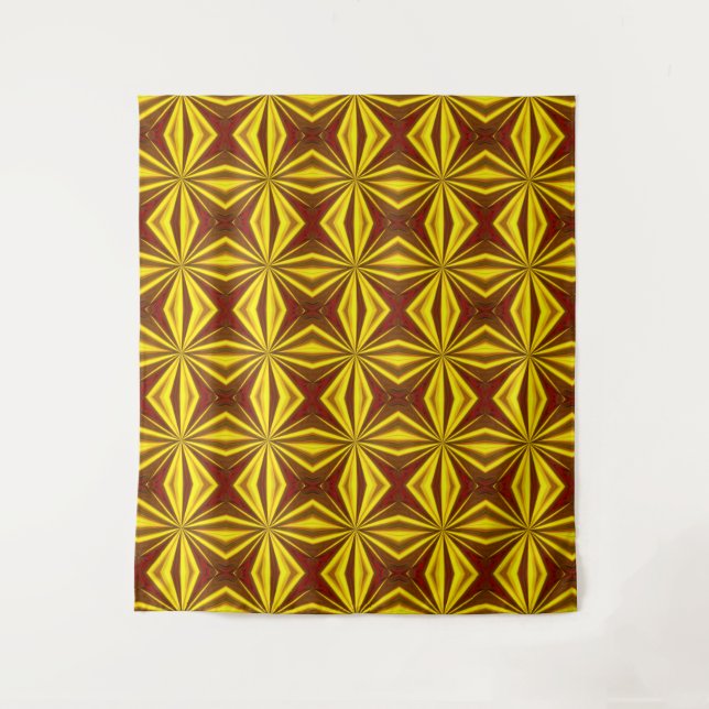 Red and Gold Foil Effect Checked Pattern Tapestry (Front)