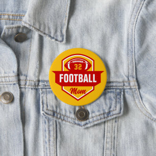 Red and Gold Football Mum Custom Jersey Number 7.5 Cm Round Badge