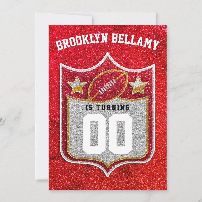 Red and Gold Football Team Colours Quarterback  Invitation (Front)