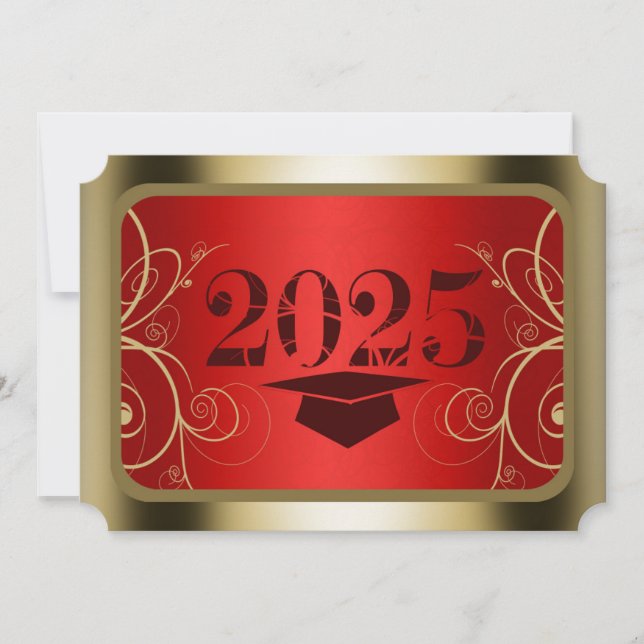 Red and Gold Frame Graduation Invitation (Front)