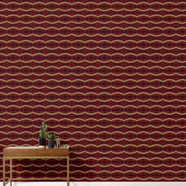 Red and gold geometric pattern small wallpaper (Hallway)