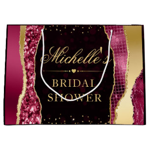 Red and Gold Glam Tears Bokeh Bridal Shower Large Gift Bag