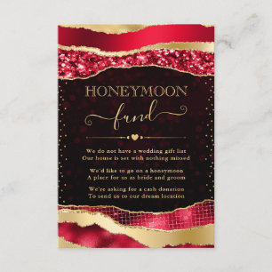 Red and Gold Glam Tears Wedding Honeymoon Fund Enclosure Card