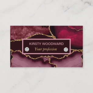 Red and Gold Glitter Agate Business Card